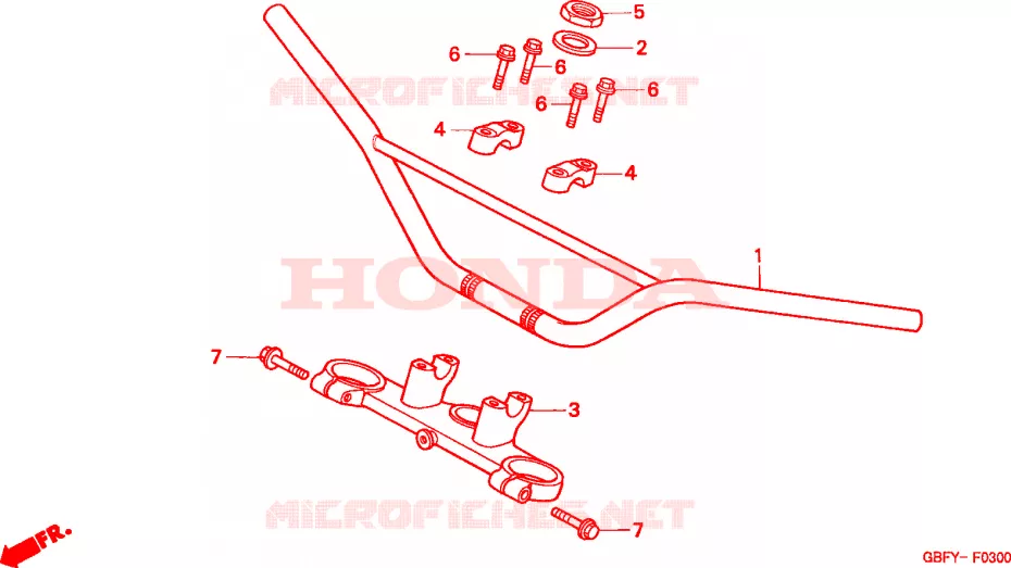 GUIDON - TE DE FOURCHE Honda MOTO 80 CR 2002  CR80R2