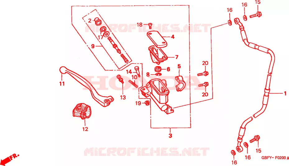 MAITRE CYLINDRE DE FREIN AVANT Honda MOTO 80 CR 2001  CR80R1