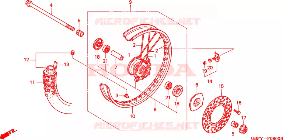 ROUE AVANT Honda MOTO 80 CR 2001  CR80RB1