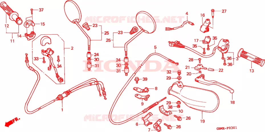 LEVIER DE GUIDON/COMMUTATEUR/CABLE(2) Honda SCOOTER 50 SFX 1999  SFX50MMX