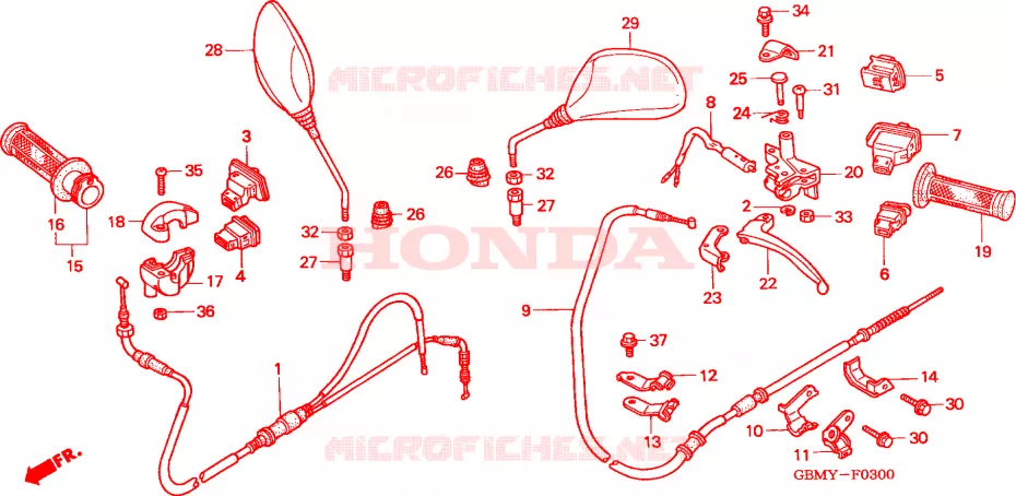 LEVIER DE GUIDON - CABLE - COMMODO Honda SCOOTER 50 SFX 2001  SFX50S1
