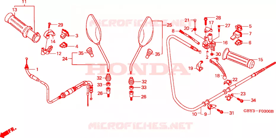 LEVIER DE GUIDON - CABLE - COMMODO Honda SCOOTER 50 SCOOPY 1998  SH50W_E