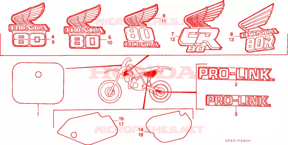AUTOCOLLANTS Honda MOTO 80 CR 1988  CR80RJ