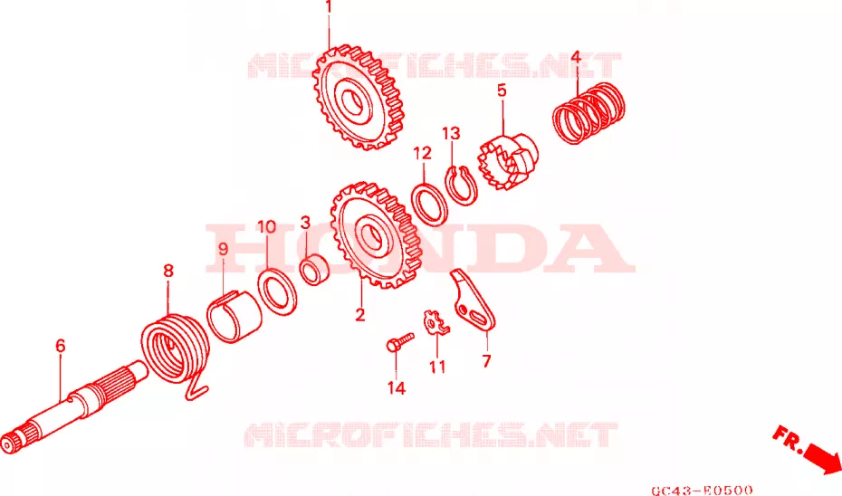 AXE DE KICK Honda MOTO 80 CR 1987  CR80RH