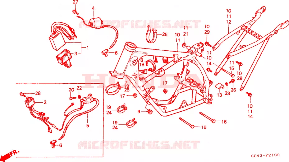 CADRE - BOBINE D'ALLUMAGE Honda MOTO 80 CR 1986  CR80RG