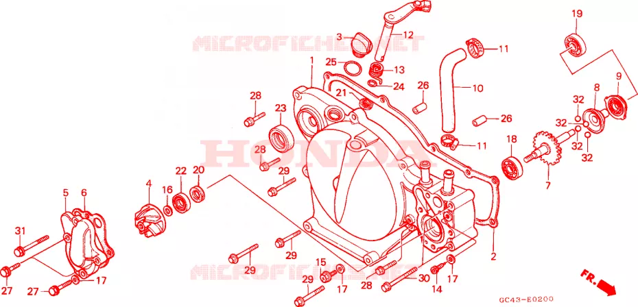 CARTER MOTEUR DROIT Honda MOTO 80 CR 1985  CR80RF