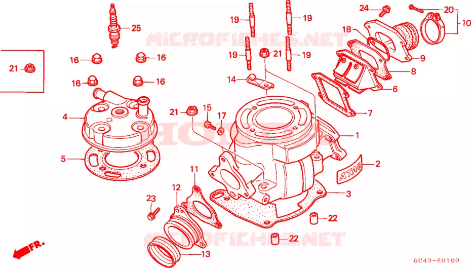 CYLINDRE - CULASSE Honda MOTO 80 CR 1985  CR80R2F
