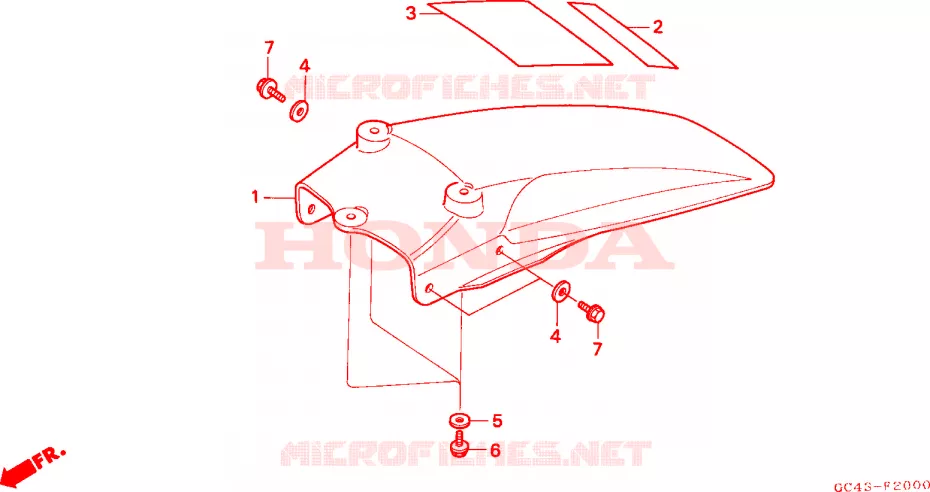 GARDE-BOUE ARRIERE Honda MOTO 80 CR 1989  CR80RK