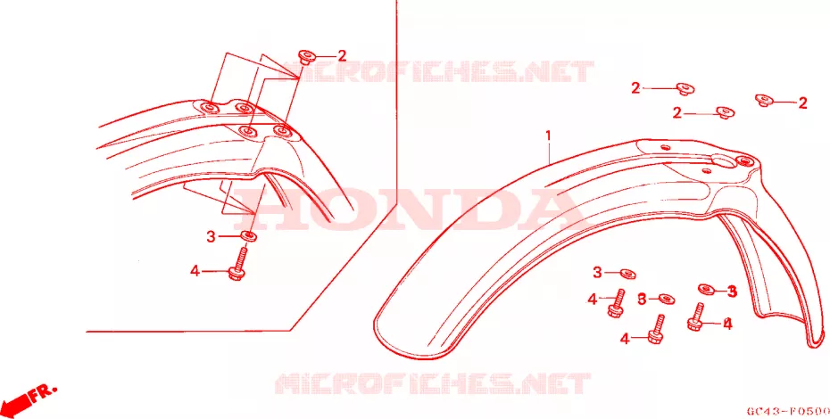GARDE BOUE AVANT Honda MOTO 80 CR 1987  CR80RH