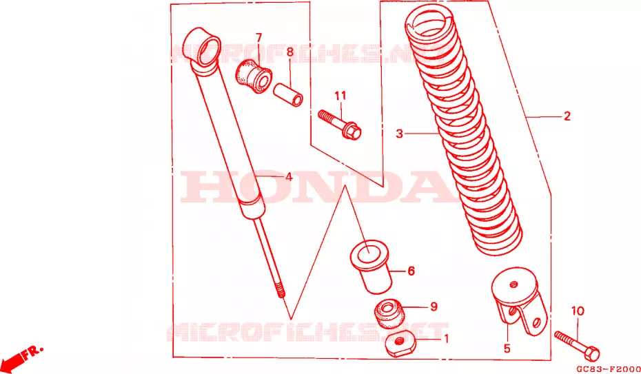 AMORTISSEUR ARRIERE Honda SCOOTER 80 LEAD 1989  NH80MDK