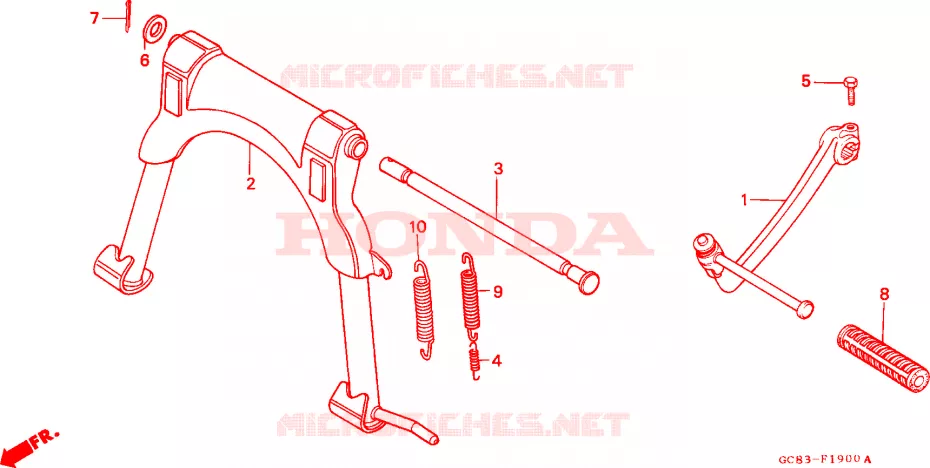 BEQUILLE CENTRALE - PEDALE DE FREIN Honda SCOOTER 50 LEAD 1990  NH50MSL