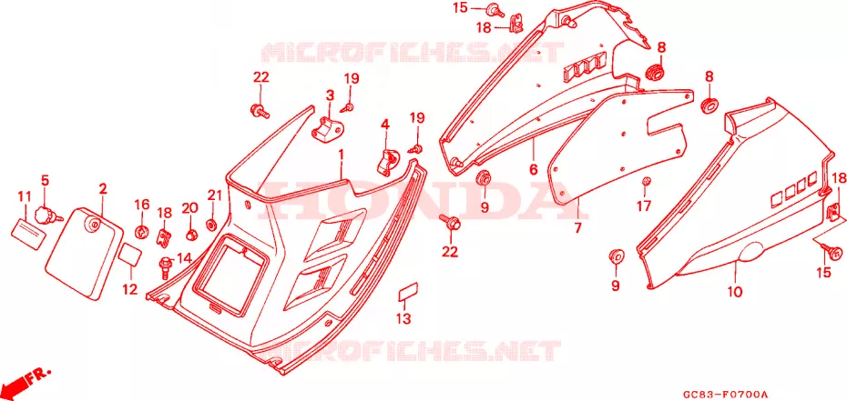 CARENAGES ARRIERE Honda SCOOTER 80 LEAD 1993  NH80MSP
