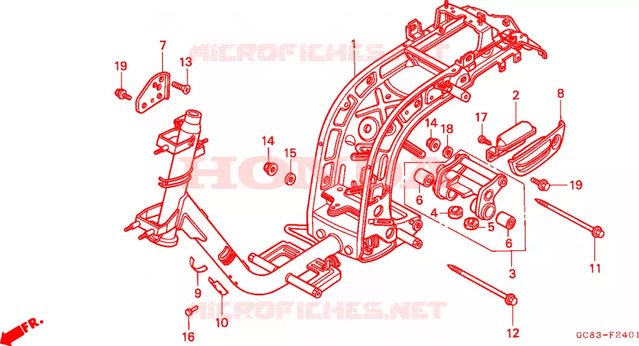 CARROSSERIE DE CHASSIS(2) Honda SCOOTER 80 LEAD 1993  NH80MSP