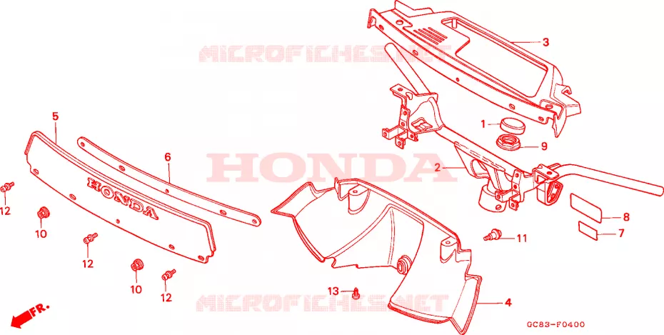 GUIDON - CARENAGE Honda SCOOTER 80 LEAD 1992  NH80MSN