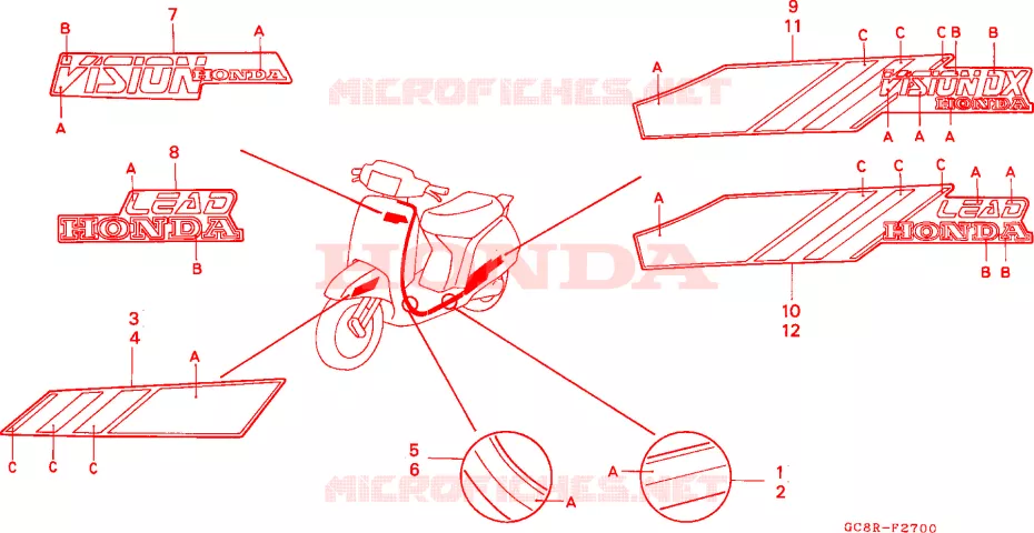 AUTOCOLLANTS Honda SCOOTER 80 LEAD 1994  NH80MDR