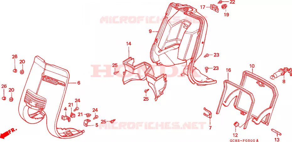 CARENAGE AVANT - PROTEGE JAMBES Honda SCOOTER 80 LEAD 1994  NH80MSR