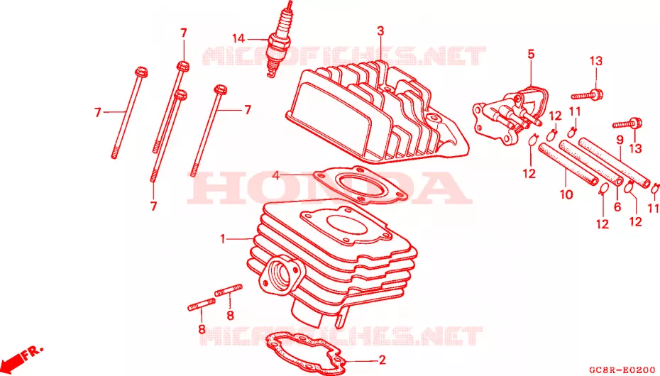 CYLINDRE - CULASSE Honda SCOOTER 80 LEAD 1994  NH80MDR