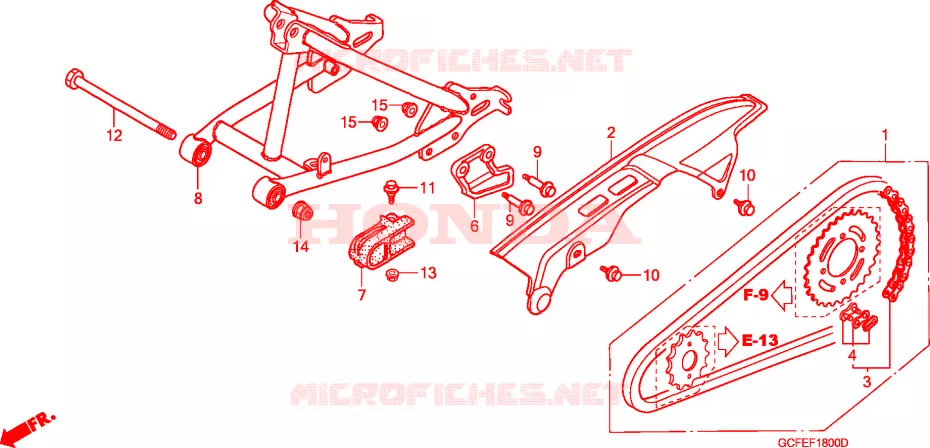 BRAS OSCILLANT - CARTER DE CHAINE Honda MOTO 50 CRF 2011  CRF70FB