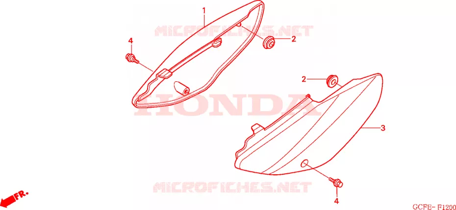 COUVERCLES LATERAUX Honda MOTO 70 CRF 2007  CRF70F7