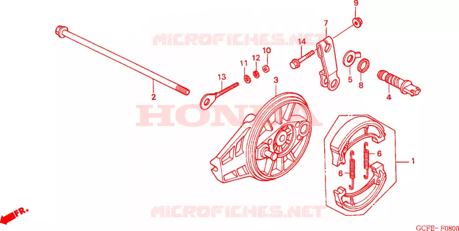 FLASQUE - MACHOIRES DE FREIN ARRIERE Honda MOTO 70 CRF 2005  CRF70F5