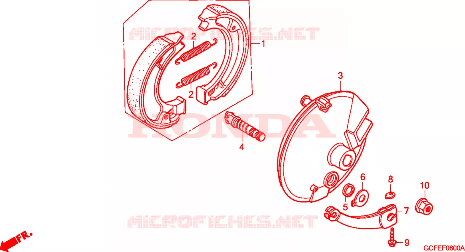 FLASQUE - MACHOIRES DE FREIN AVANT Honda MOTO 70 CRF 2009  CRF70F9