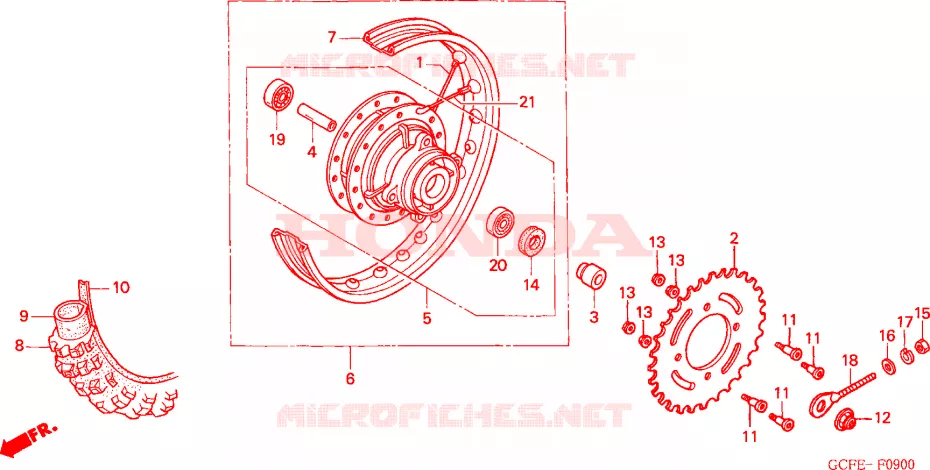 ROUE ARRIERE Honda MOTO 70 CRF 2008  CRF70F8