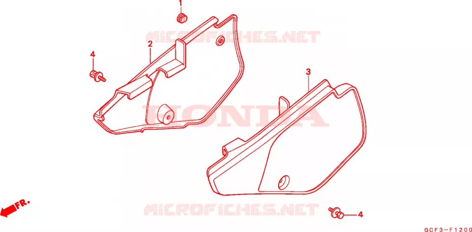 COUVERCLES LATERAUX Honda MOTO 70 XR 2000  XR70RY