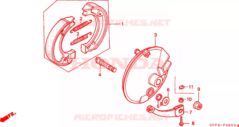 FLASQUE - MACHOIRES DE FREIN AVANT Honda MOTO 70 XR 2002  XR70R2