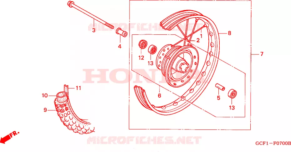ROUE AVANT Honda MOTO 70 XR 2003  XR70R3