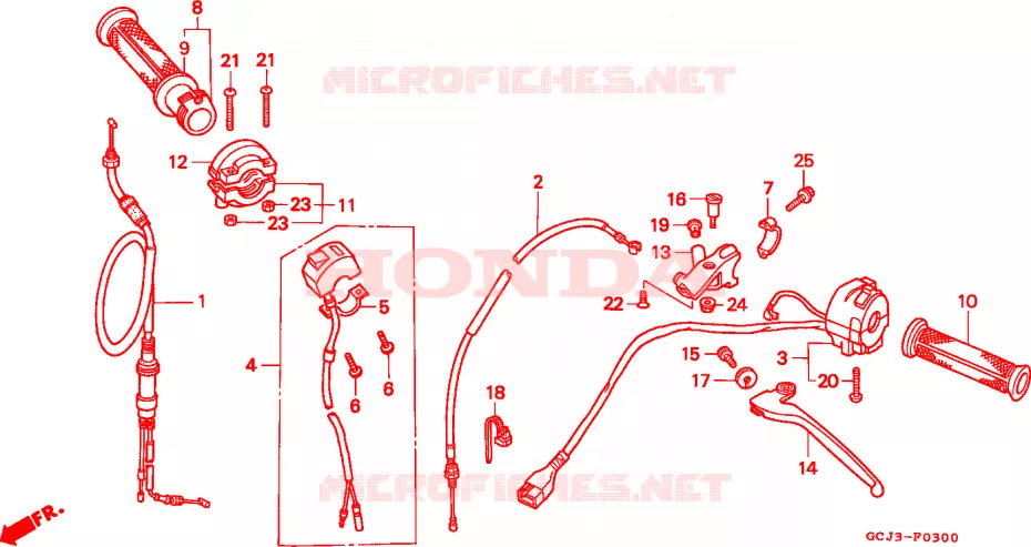 LEVIER DE GUIDON - CABLE - COMMODO Honda MOTO 50 NSR 1998  NSR50RW