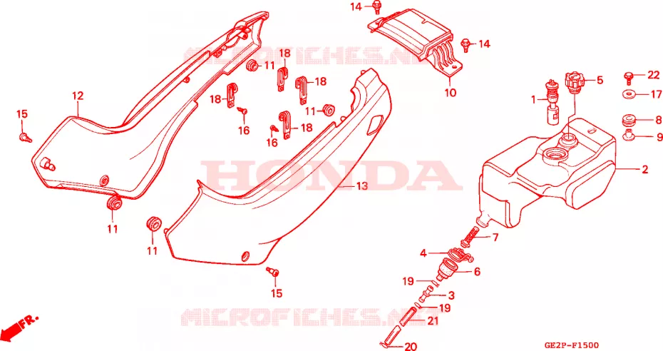 COUVERCLE LATERAL - RESERVOIR D'HUILE Honda MOTO 50 NSR 1995  NSR50FS