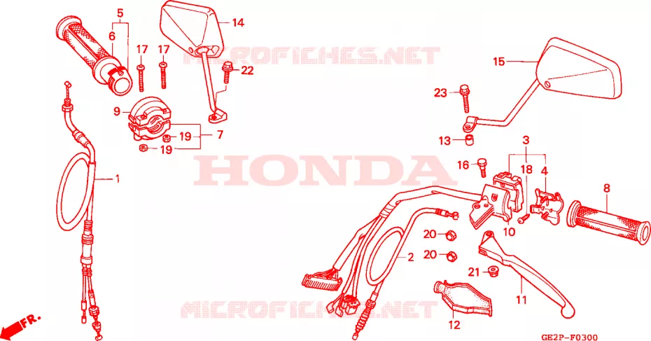 LEVIER DE GUIDON - CABLE - COMMODO Honda MOTO 50 NSR 1993  NSR50FP