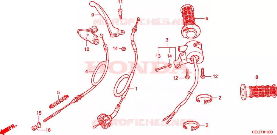 LEVIER DE GUIDON - CABLE - COMMODO Honda MOTO 50 CRF 2005  CRF50F5