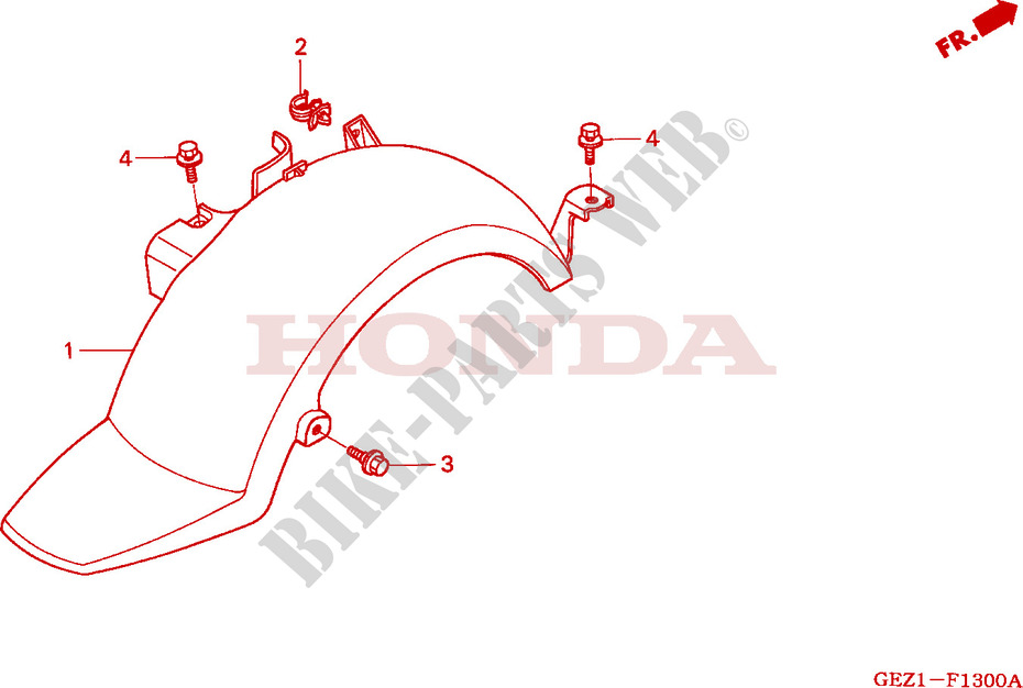 GARDE BOUE ARRIERE pour Honda ZOOMER 50 de 2006