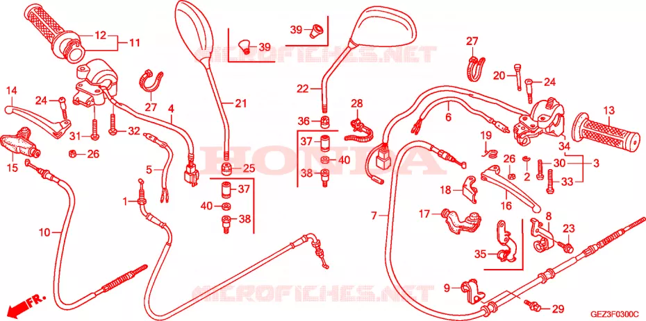 LEVIER DE GUIDON - CABLE - COMMODO Honda SCOOTER 50 RUCKUS 2009  NPS509