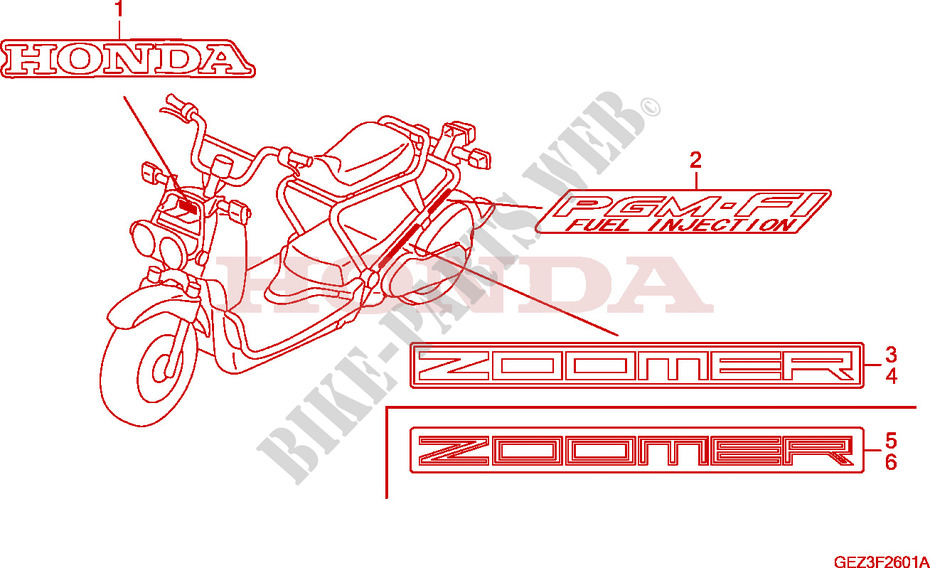MARQUE(NPS505/6/8/9) pour Honda ZOOMER 50 de 2012