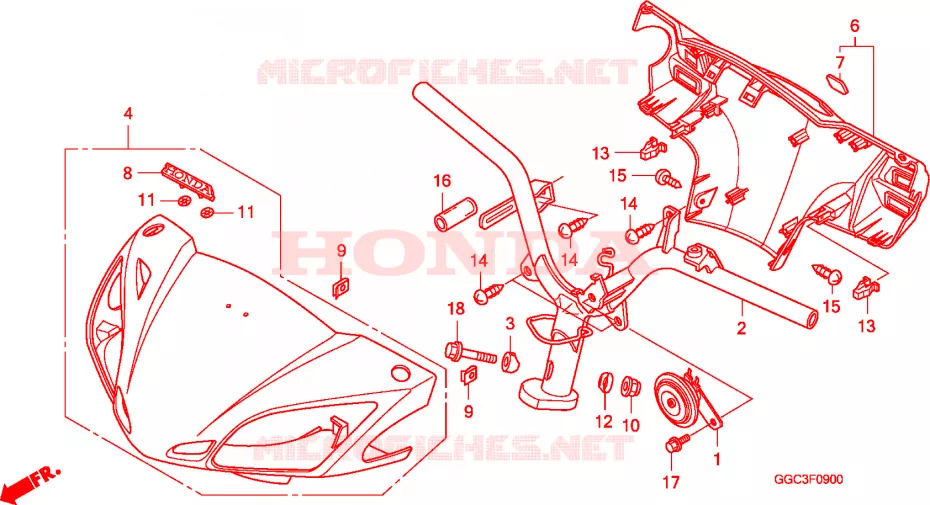 GUIDON - CARENAGE Honda SCOOTER 110 SPACY 2011  SCR1104WHA
