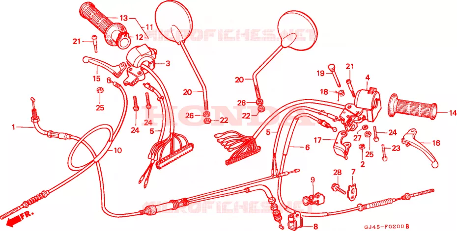 LEVIER DE GUIDON - CABLE - COMMODO Honda SCOOTER 75 SH 1995  SH75S