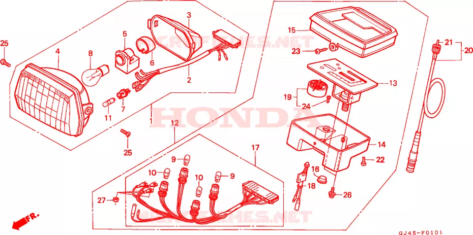 PHARE - COMPTEUR (SH75P/DP/DS) Honda SCOOTER 75 SH 1994  SH75DP