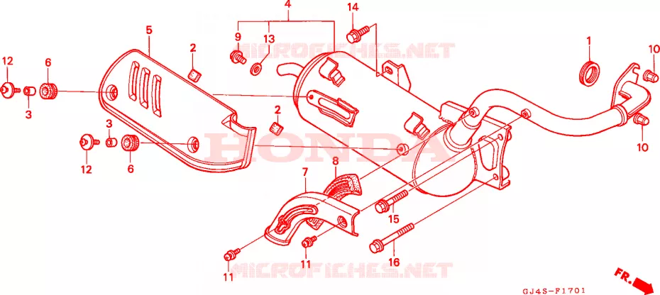 SILENCIEUX D'ECHAPPEMENT (SH75P/S/DP/DS) Honda SCOOTER 75 SH 1994  SH75DP