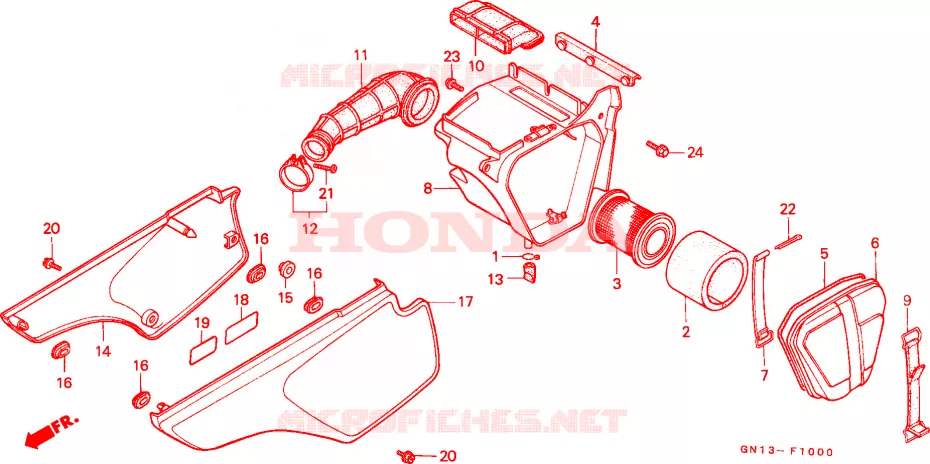 FILTRE A AIR - COUVERCLE LATERAL Honda MOTO 80 XR 1993  XR80RP