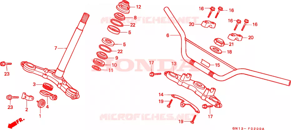 GUIDON - TE DE FOURCHE Honda MOTO 80 XR 1990  XR80RL