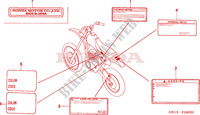 ETIQUETTE DE PRECAUTIONS pour Honda XR 80 de 2000