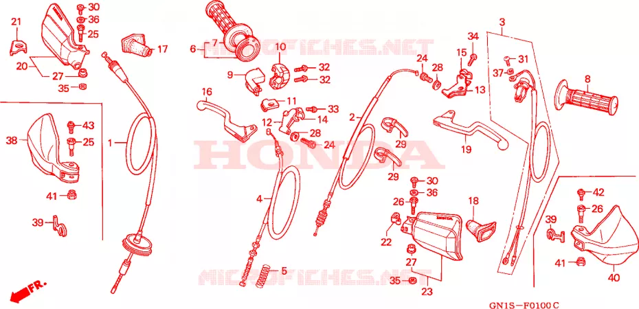 LEVIER DE GUIDON - CABLE - COMMODO Honda MOTO 80 XR 2001  XR80R1