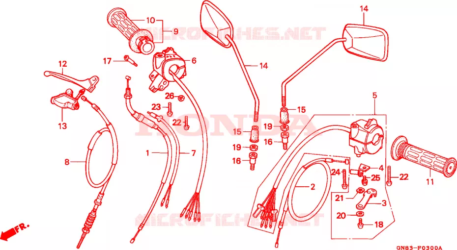 LEVIER DE GUIDON - CABLE - COMMODO Honda MOTO 90 CUB 1993  C90P