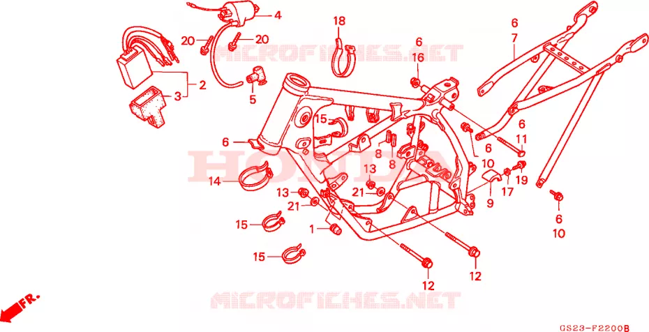 CADRE - BOBINE D'ALLUMAGE Honda MOTO 80 CR 1990  CR80RL
