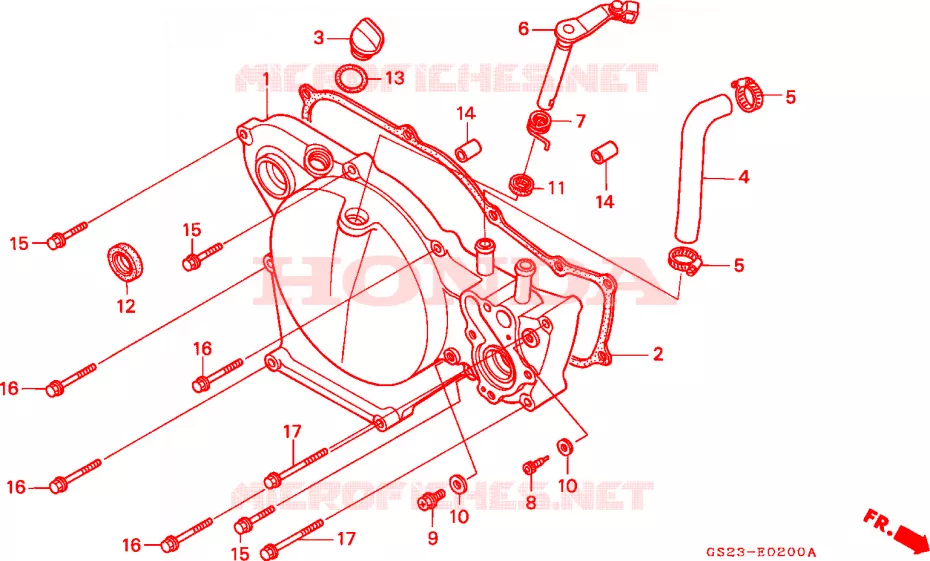 CARTER MOTEUR DROIT Honda MOTO 80 CR 1990  CR80RL