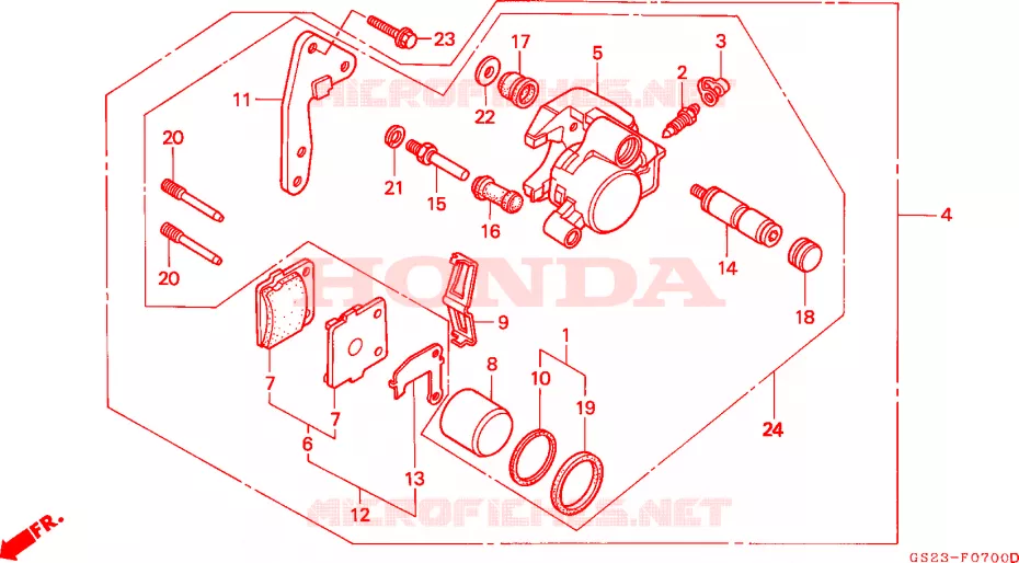 ETRIER DE FREIN AVANT Honda MOTO 80 CR 1994  CR80RR