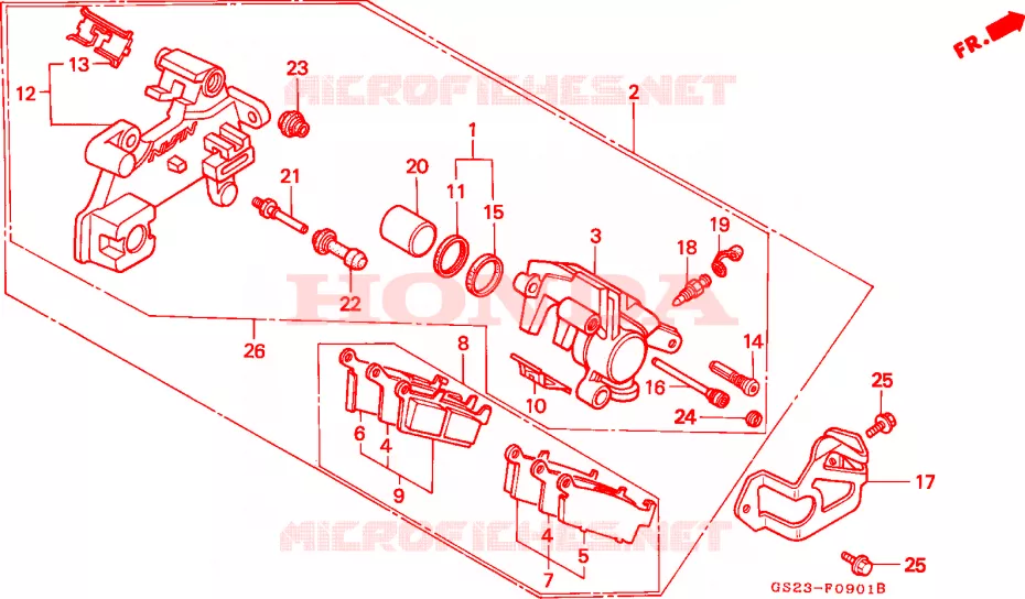 FLASQUE - MACHOIRES DE FREIN ARRIERE (CR80RN/RP/RR) Honda MOTO 80 CR 1993  CR80RP