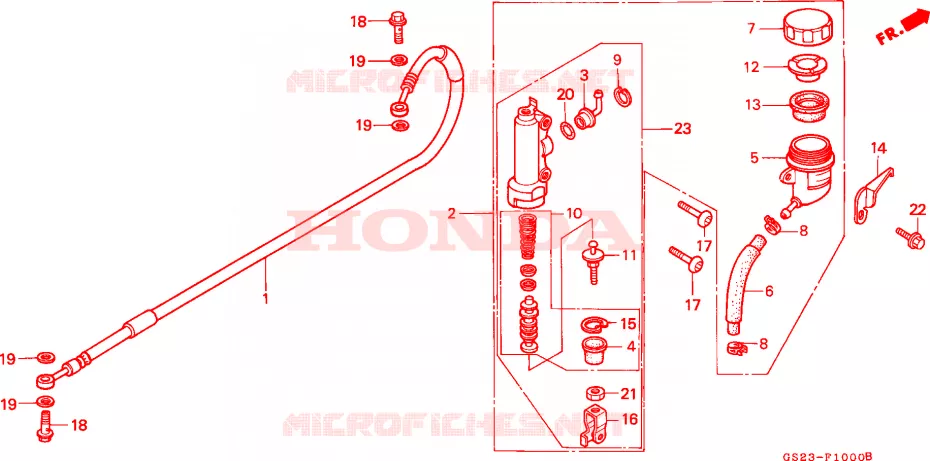 MAITRE-CYLINDRE FREIN AR. CYLINDRE(CR80RN/RP/RR) Honda MOTO 80 CR 1993  CR80RP